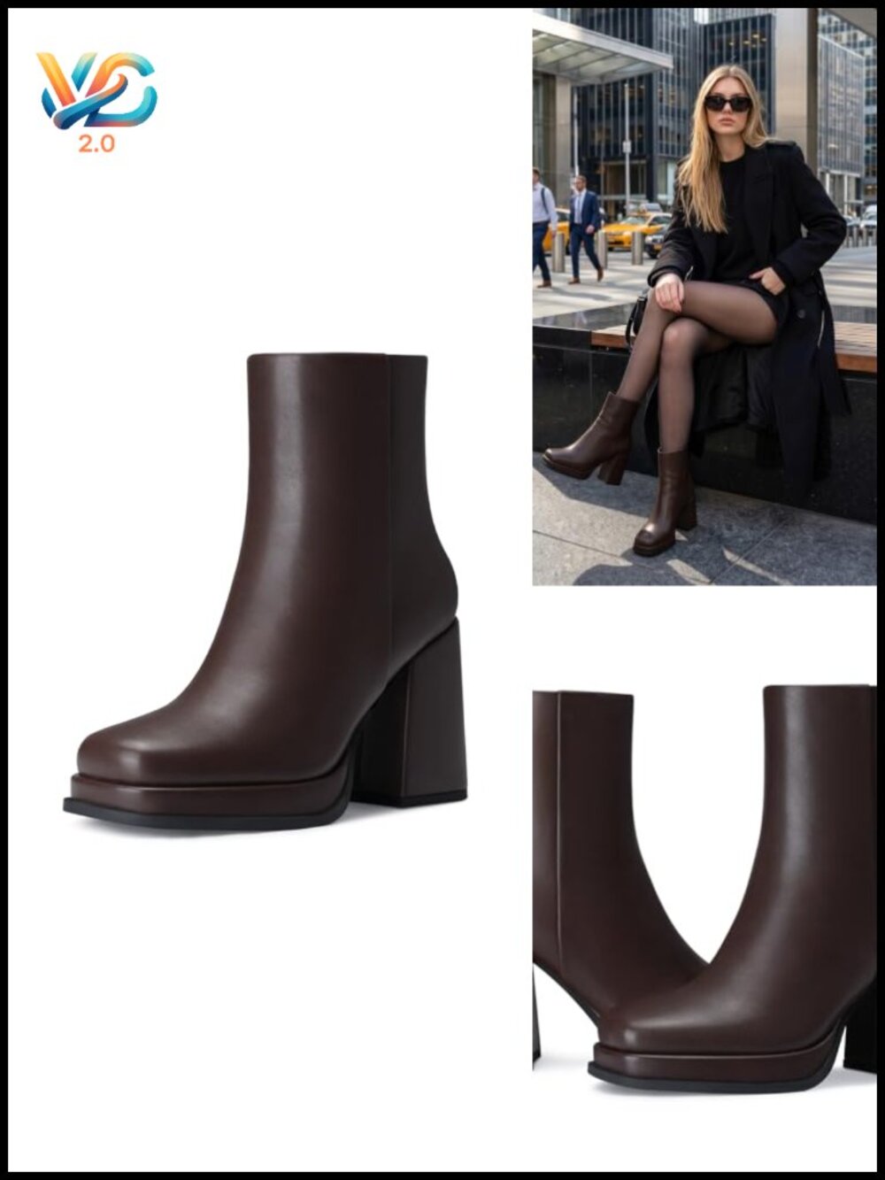 Chunky High Heel Platform Ankle Boots - Comfortable Fall Winter Shoes